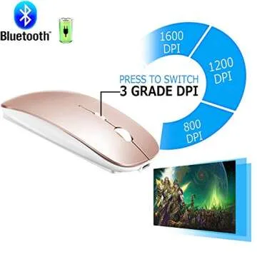 KLO 4 Modes Rechargeable Bluetooth Mouse/Bluetooth 3.0/5.2+USB-2.4G/Type-C,Bluetooth Mouse for MacBook pro/MacBook air/Laptop/iMac/ipad/Notebook/pc (BT/USB-C Rose Gold)