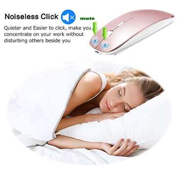 KLO 4 Modes Rechargeable Bluetooth Mouse/Bluetooth 3.0/5.2+USB-2.4G/Type-C,Bluetooth Mouse for MacBook pro/MacBook air/Laptop/iMac/ipad/Notebook/pc (BT/USB-C Rose Gold)