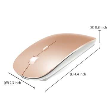 KLO 4 Modes Rechargeable Bluetooth Mouse/Bluetooth 3.0/5.2+USB-2.4G/Type-C,Bluetooth Mouse for MacBook pro/MacBook air/Laptop/iMac/ipad/Notebook/pc (BT/USB-C Rose Gold)