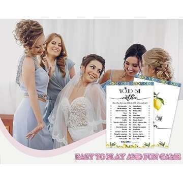 Blue Tiles and Lemons Bridal Shower Fun Game Cards