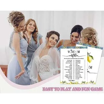 Blue Tiles and Lemons Bridal Shower Fun Game Cards
