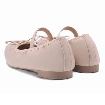 Athlefit Women's Flats Mary Jane Ballet Flats Shoes Comfortable Cute Ballerina Dressy Casual Walking Nude Flats with Strap Size 11