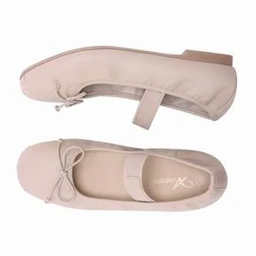 Athlefit Women's Flats Mary Jane Ballet Flats Shoes Comfortable Cute Ballerina Dressy Casual Walking Nude Flats with Strap Size 11