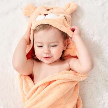 Toddler Towels with Hood Kids Hooded Bath Towel Baby Hooded Towels for Toddlers 0-5 Years, 2-Pack Absorbent Soft Toddler Bath Towel Kids Towels Bath Baby Towels with Hood Thick 50'' x 32'' Large