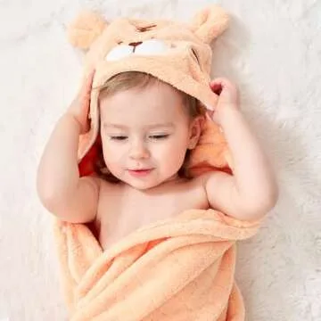 Toddler Towels with Hood Kids Hooded Bath Towel Baby Hooded Towels for Toddlers 0-5 Years, 2-Pack Absorbent Soft Toddler Bath Towel Kids Towels Bath Baby Towels with Hood Thick 50'' x 32'' Large