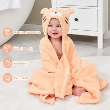 Toddler Towels with Hood Kids Hooded Bath Towel Baby Hooded Towels for Toddlers 0-5 Years, 2-Pack Absorbent Soft Toddler Bath Towel Kids Towels Bath Baby Towels with Hood Thick 50'' x 32'' Large