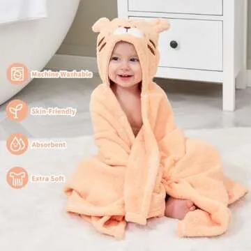 Toddler Towels with Hood Kids Hooded Bath Towel Baby Hooded Towels for Toddlers 0-5 Years, 2-Pack Absorbent Soft Toddler Bath Towel Kids Towels Bath Baby Towels with Hood Thick 50'' x 32'' Large