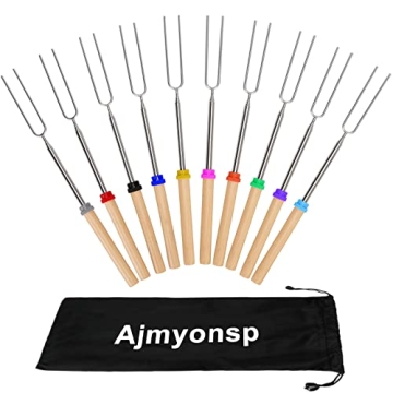 Ajmyonsp 10Pcs Extendable Marshmallow Roasting Sticks for Safe Smores