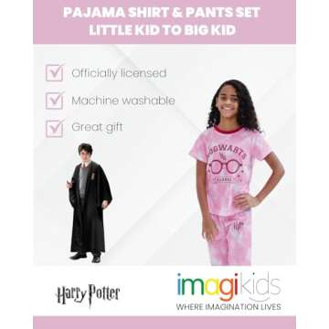 Cozy Harry Potter Big Girls Pajama Shirt & Pants Pink Tie Dye Set 10-12