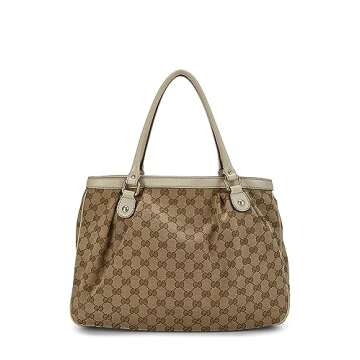 Gucci Pre-Loved GG Canvas Sukey Large Handbag in Cream