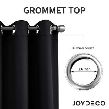 Joydeco Blackout Curtains 108 Inch Length 2 Panels Set, Thermal Insulated Long Curtains& Drapes 2 Burg, Room Darkening Grommet Drapes for Living Room Bedroom Window (W52 x L108 Inch, Black)
