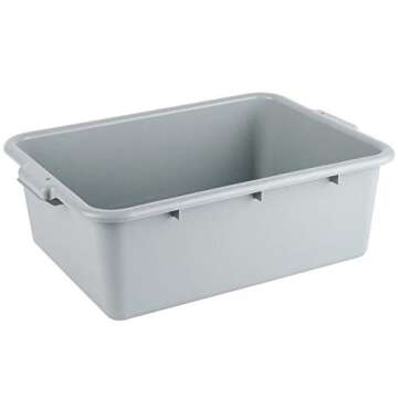 Thaweesuk Shop New 12 Pack 20" x 15" x 7" Gray Polypropylene Plastic Bus Dish Restaurant Tub w/Lid o...