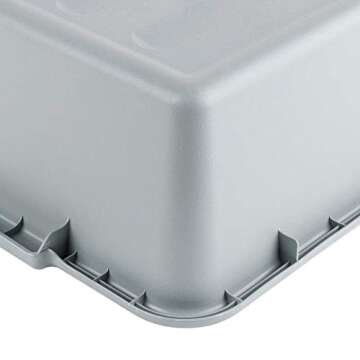 Thaweesuk Shop New 12 Pack 20" x 15" x 7" Gray Polypropylene Plastic Bus Dish Restaurant Tub w/Lid of Set