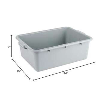 Thaweesuk Shop New 12 Pack 20" x 15" x 7" Gray Polypropylene Plastic Bus Dish Restaurant Tub w/Lid of Set