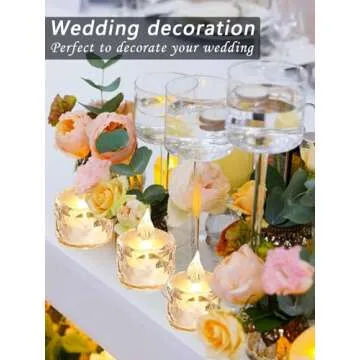 AYMXZT 12 Pack Flameless Battery Operated Candle, Tea Lights Battery Operated LED Small Round Candles for Wedding, Dining Table, Proposal, Home Decoration (1.5" 1.9")