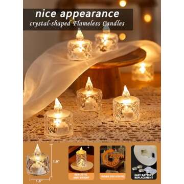 AYMXZT 12 Pack Flameless Battery Operated Candle, Tea Lights Battery Operated LED Small Round Candles for Wedding, Dining Table, Proposal, Home Decoration (1.5" 1.9")