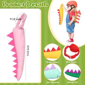 12 Pcs Colorful Dinosaur Tails for Kids Dress Up Fun