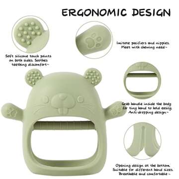 Baby Teething Toys, Teething Toys, Teethers for Babies 3-6 Months, Baby Chew Toys, BPA Free Teether Mitten with Soft Texture for Sensory Exploration and Itching Teething Relief