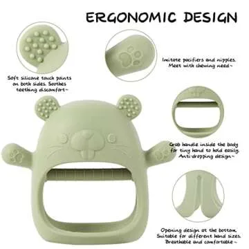 Baby Teething Toys, Teething Toys, Teethers for Babies 3-6 Months, Baby Chew Toys, BPA Free Teether Mitten with Soft Texture for Sensory Exploration and Itching Teething Relief