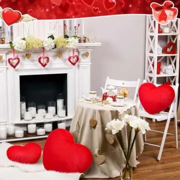 Yuntau 3 Pcs Heart Shaped Pillows Soft Heart Throw Pillows Fluffy Decorative Plush Cushion for Wedding Valentines Decor Friends Gift Living Bed Dining Room Office Sofa Cars Chairs(Red)