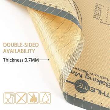 THLEITE Non Stick Silicone Baking Mat Set of 7 - Macaron Silicone Baking Mat & Pastry Mat with Measurement, BPA-Free Grade Food Baking Mat for Macaroon/Pastry/Pizza/Cookie Making