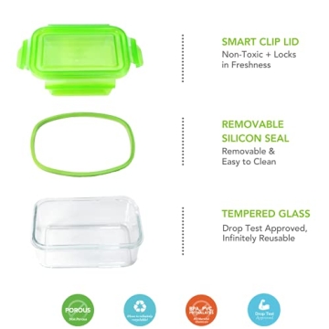 Wean Green Kitchen Set Glass Food Storage Variety Pack 8 Containers