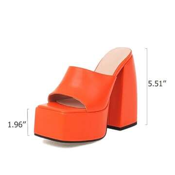 VIMISAOI Platform Sandals for Women, Sexy Square Peep Toe Slip On Chunky High Heel Sandals Date Dress Pumps