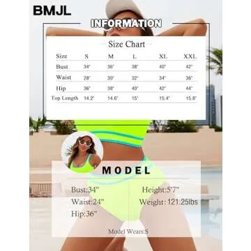 BMJL Women's High Waisted Bikini Sets Sporty Two Piece Swimsuits Color Block Cheeky High Cut Bathing Suits(S,Neon Green)