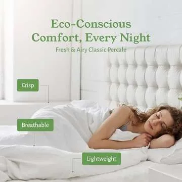 California Design Den 100% Organic Cotton Sheets for King Size Bed, Percale Deep Pocket King Sheets, GOTS Certified Percale Sheets, Hotel Sheets, King Size Sheets, White Sheets