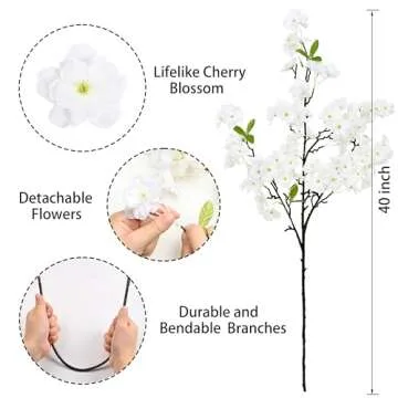 Sunm Boutique White Cherry Blossom Flowers Set of 3