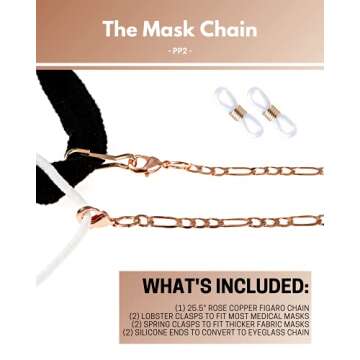 The Mask Chain - Rose Copper Plated Stylish Mask Chain, Mask Strap, Mask Lanyard, Mask Holder (Face ...