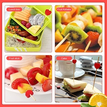 100pcs Red Heart Bamboo Cocktail Picks for Parties