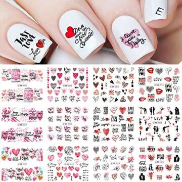 Exquisite Luxury Valentine's Day Nail Art Stickers – 12 PCS