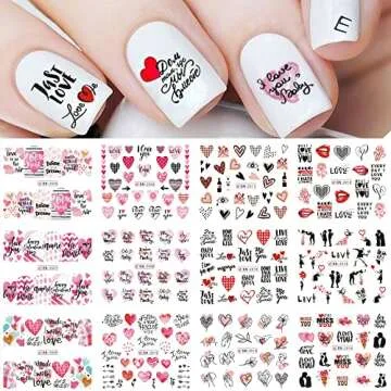 Exquisite Luxury Valentine's Day Nail Art Stickers – 12 PCS