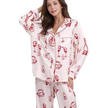 Elegant YiNi LuLu Womens Silk Satin Pajama Set