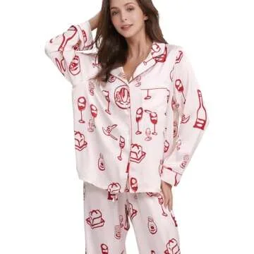 Elegant YiNi LuLu Womens Silk Satin Pajama Set