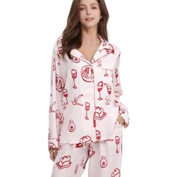 Elegant YiNi LuLu Womens Silk Satin Pajama Set