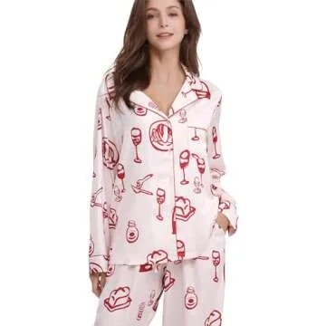 Elegant YiNi LuLu Womens Silk Satin Pajama Set