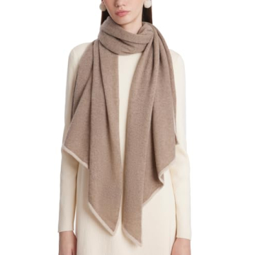 GOELIA 100% Pure Cashmere Scarf For Women Parallelogram Apricot Lightweight Spring Scarf For Women C...