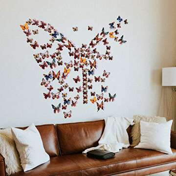 24pcs 3D Vivid Special Man-Made Lively Butterfly Art DIY Decor Wall Stickers Decals Nursery Decoration, Bathroom Décor, Office Décor, 3D Wall Art, 3D Crafts for Wall Art Kids Room Bedroom