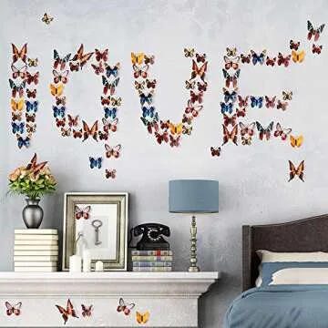 24pcs 3D Vivid Special Man-Made Lively Butterfly Art DIY Decor Wall Stickers Decals Nursery Decoration, Bathroom Décor, Office Décor, 3D Wall Art, 3D Crafts for Wall Art Kids Room Bedroom