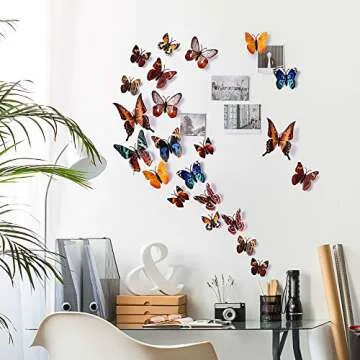 24pcs 3D Vivid Special Man-Made Lively Butterfly Art DIY Decor Wall Stickers Decals Nursery Decoration, Bathroom Décor, Office Décor, 3D Wall Art, 3D Crafts for Wall Art Kids Room Bedroom