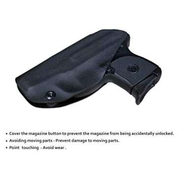 POLE.CRAFT Ruger LCP 380 Holster IWB Kydex for Ruger LCP 380 Without Attachments Such as Light/Laser - Inside Waistband Holster -LCP 380 Auto Gun Pocket Pouch Accessories (Black,Right)