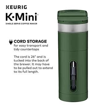 Keurig K-Mini Single Serve Coffee Maker with 6-12Oz Cup Sizes, Quick Brewing, and Removable Drip Tray (Evergreen, Renewed)