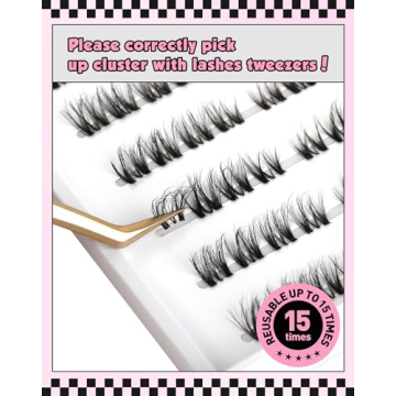 Cluster Lashes Natural Half Lashes Small DIY cluster eyelash extensions Cat Eye Cluster Lashes Wispy Mink Cluster Lash Extensions 3/4 False Eyelashes 7 Pairs
