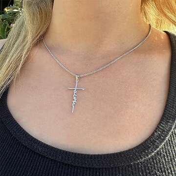 Inspired By My Girls Sterling Silver Cross Necklace with Adjustable Wheat Chain and Faith Keepsake C...