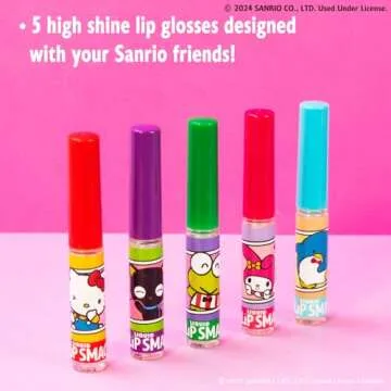 Lip Smacker Sanrio Hello Kitty and Friends Flavored Liquid Lip Gloss | Dry Lips | For Kids, Men, Women | Stocking Stuffer | Christmas Gift | Set of 5
