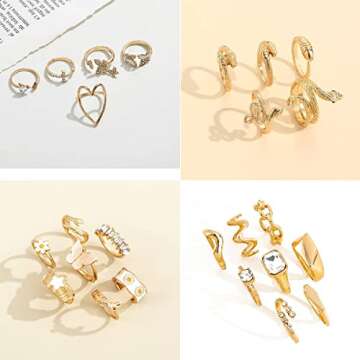 Palotay 48pcs Gold Stackable Rings Set for Women