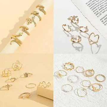 Palotay 48pcs Gold Stackable Rings Set for Women
