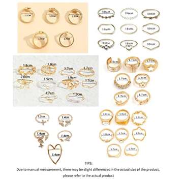 Palotay 48pcs Gold Stackable Rings Set for Women